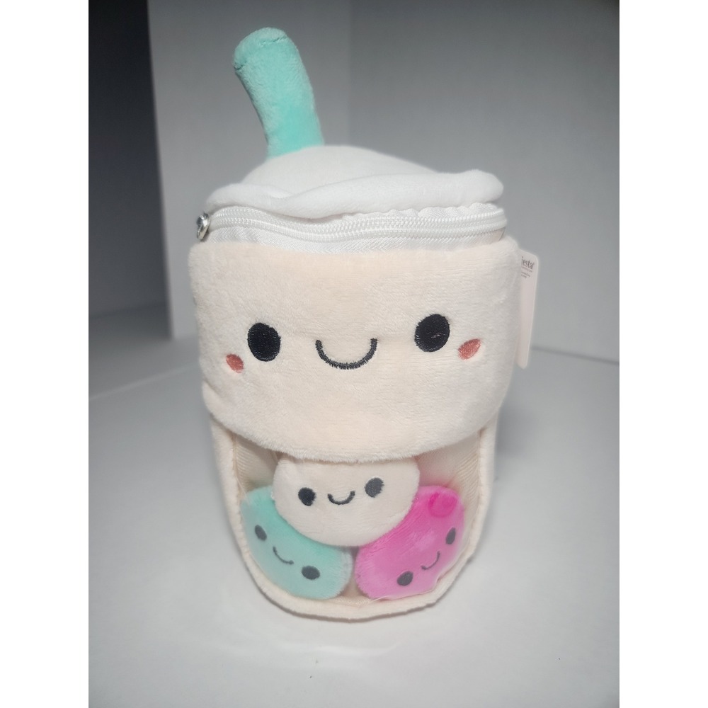 Fiesta Boba Plush Toy Zippered Tea Cup with Removable Boba Pearls plushy NWT
